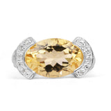 4.55 ct. Genuine Citrine and White Diamond .925 Sterling Silver Ring
