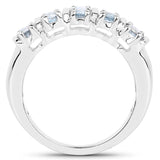 1.28 Carat Genuine Blue Topaz & White Topaz .925 Sterling Silver Ring