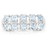 1.28 Carat Genuine Blue Topaz & White Topaz .925 Sterling Silver Ring