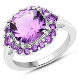 4.23 Carat Genuine Amethyst .925 Sterling Silver Ring
