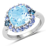 5.91 Carat Genuine Blue Topaz & Tanzanite .925 Sterling Silver Ring