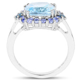 5.91 Carat Genuine Blue Topaz & Tanzanite .925 Sterling Silver Ring