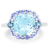 5.91 Carat Genuine Blue Topaz & Tanzanite .925 Sterling Silver Ring