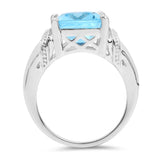 8.89 Carat Genuine Swiss Blue Topaz .925 Sterling Silver Ring