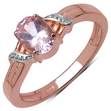 14K Rose Gold Plated 0.85 ct. Genuine Morganite .925 Sterling Silver Ring