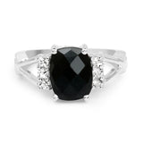 2.59 Carat Genuine Black Onyx & White Topaz .925 Sterling Silver Ring