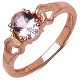 14K Rose Gold Plated 0.85 ct. Genuine Morganite .925 Sterling Silver Ring