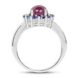 3.59 Carat Genuine Ruby & Tanzanite .925 Sterling Silver Ring