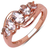 14K Rose Gold Plated 1.35 Carat Genuine Morganite .925 Sterling Silver Ring