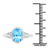 2.07 Carat Genuine Swiss Blue Topaz and White Zircon .925 Sterling Silver Ring