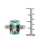 Two Tone Plated 7.41 Carat Genuine Blue Topaz & White Topaz .925 Sterling Silver Ring