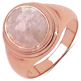 14K Rose Gold Plated 3.45 Carat Genuine Morganite .925 Sterling Silver Ring