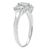 0.95 Carat Genuine Aquamarine & White Diamond .925 Sterling Silver Ring