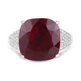 14.47 Carat Dyed Ruby and White Topaz .925 Sterling Silver Ring