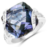 31.92 Carat Genuine Lavender Color Rainbow Quartz White Topaz 925 Silver 3 Pc Jewelry Set