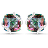 31.52 Carat Genuine Rainbow Quartz White Topaz 925 Silver 3 Pc Jewelry Set