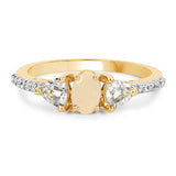 14K Yellow Gold Plate 0.79 Carat Genuine Ethiopian Opal Green Amethyst White Topaz .925 Silver Ring
