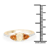 14K Yellow Gold Plate 0.81 Carat Genuine Ethiopian Opal Citrine & White Topaz .925 Silver Ring