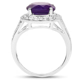 3.30 Carat Genuine Amethyst .925 Sterling Silver Ring