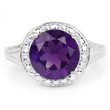 3.30 Carat Genuine Amethyst .925 Sterling Silver Ring