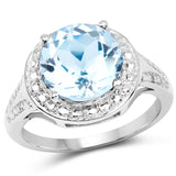 4.00 ct Genuine Blue Topaz .925 Sterling Silver Ring