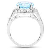 4.00 ct Genuine Blue Topaz .925 Sterling Silver Ring