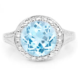 4.00 ct Genuine Blue Topaz .925 Sterling Silver Ring