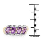 14K Yellow Gold Plated 1.72 Carat Genuine Amethyst .925 Sterling Silver Ring