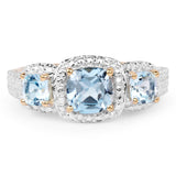 14K Yellow Gold Plated 1.92 Carat Genuine Blue Topaz .925 Sterling Silver Ring