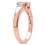 14K Rose Gold Plated 0.75 Carat Genuine Morganite & White Topaz .925 Sterling Silver Ring