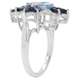 3.21 Carat Genuine Blue Topaz, Iolite & Tanzanite .925 Sterling Silver Ring