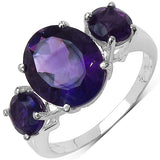 4.20 Carat Genuine  Amethyst .925 Sterling Silver Ring