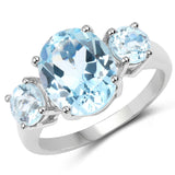 5.20 Carat Genuine Blue Topaz .925 Sterling Silver Ring for women