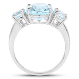 5.20 Carat Genuine Blue Topaz .925 Sterling Silver Ring for women
