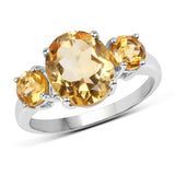 4.00 Carat Genuine Citrine .925 Sterling Silver Ring
