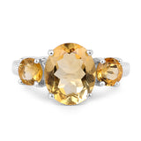 4.00 Carat Genuine Citrine .925 Sterling Silver Ring