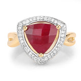3.25 Carat Dyed Ruby and White Topaz .925 Sterling Silver Ring