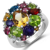 5.69 Carat Genuine Multi Stone .925 Sterling Silver Ring