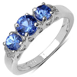 0.97 Carat Genuine Tanzanite .925 Sterling Silver Ring
