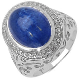 9.04 Carat Genuine Tanzanite & White Topaz .925 Sterling Silver Ring