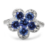 1.58 Carat Genuine Tanzanite & White Topaz .925 Sterling Silver Ring