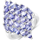3.50 Carat Genuine Tanzanite .925 Sterling Silver Ring