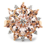 18K Rose Gold Plated 4.03 Carat Genuine Morganite & White Topaz .925 Sterling Silver Ring