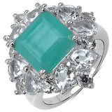 7.91 Carat Genuine Emerald .925 Sterling Silver Ring