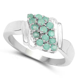 0.45  Carat Genuine Emerald .925 Sterling Silver Ring