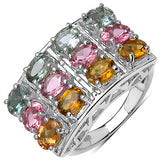 4.24 Carat Genuine Tourmaline .925 Sterling Silver Ring