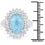 8.08 Carat Genuine Aquamarine and White Topaz .925 Sterling Silver Ring