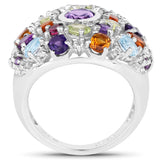 4.14 Carat Genuine Multi Stones .925 Sterling Silver Ring