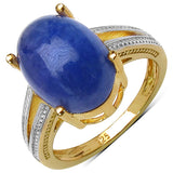 14K Yellow Gold Plated 8.70 ct. Genuine Tanzanite .925 Sterling Silver Ring