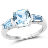 2.90 Carat Genuine Blue Topaz .925 Sterling Silver Ring
